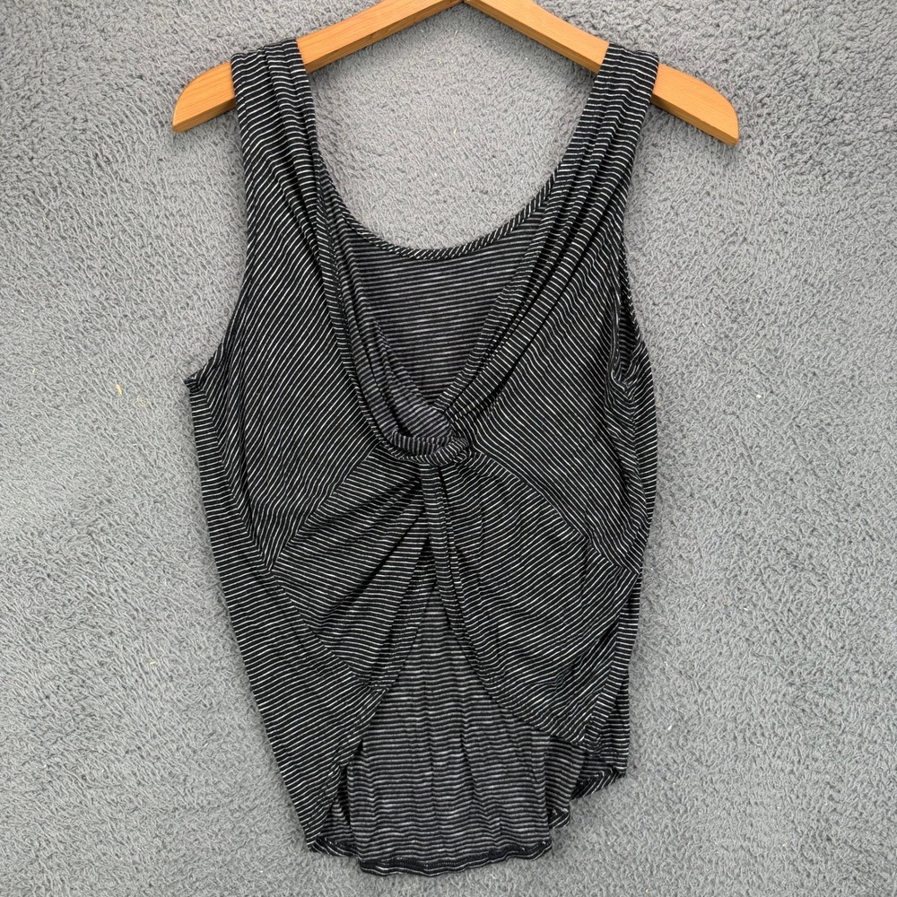 Carly Jean Los Angeles Womens Medium Black White Striped Twist Back Tank Top